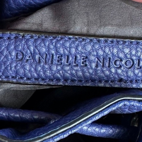 Danielle Nicole Blue Pebble Vegan PU Lthr Mini Drawstring Bucket Crossbody Bag - Picture 8 of 13